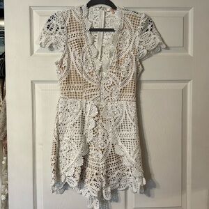 White Eyelet Lace Romper